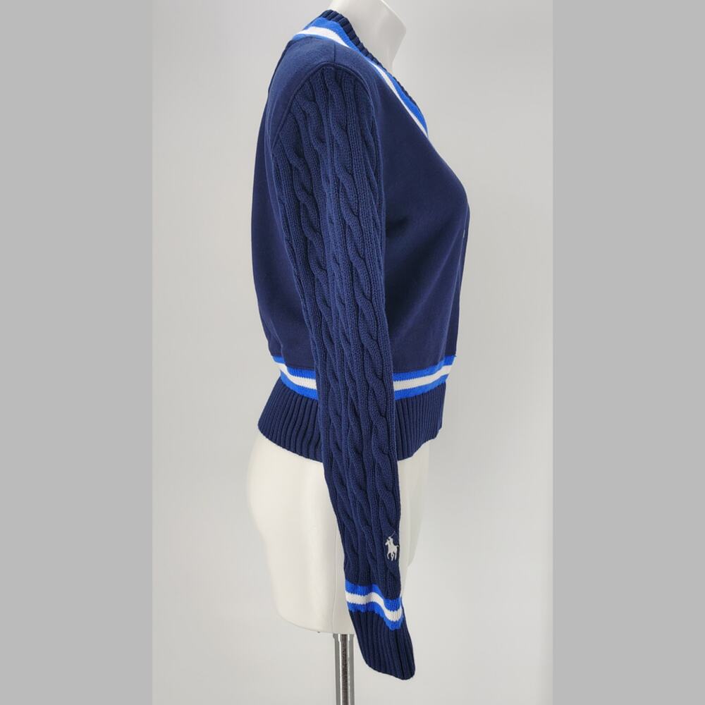 Polo Ralph Lauren Wimbledon 2026 Hybrid Cable Knit Sweatshirt Navy Small - Picture 3 of 16